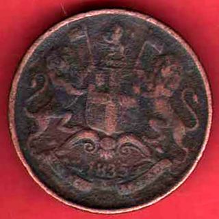 British India - 1835 - One Quarter Anna - East India Company - Rare Coin M - 17 photo