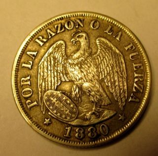 Chile Ef 20 Centavos 1880 Km - 138.  2 24 Mm 6 Grams Silver photo