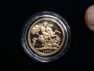 1980 Proof Gold British Sovereign W/box And photo