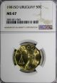 Uruguay 1981 So 50 Centesimos Ngc Ms67 Top Graded Coin Mintage - 200,  000 Km 68 South America photo 1