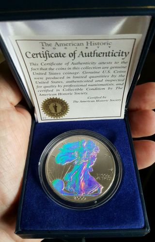2000 Silver American Eagle Coin Holographic 1oz.  999 Fine Bullion Awesome photo