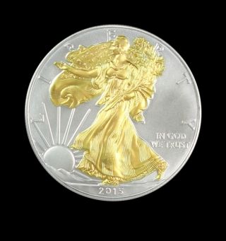 2015 Gilded American Silver Eagle.  999 Bullion 1oz Ounce Gold photo