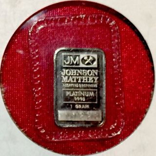 Rare Johnson Matthey 1 Gram.  9995 Fine Platinum Bar photo