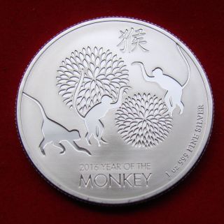 2016 Silver Coin 1 Troy Ounce Niue Year Of Monkey Lunar Calendar.  999 Fine Bu photo