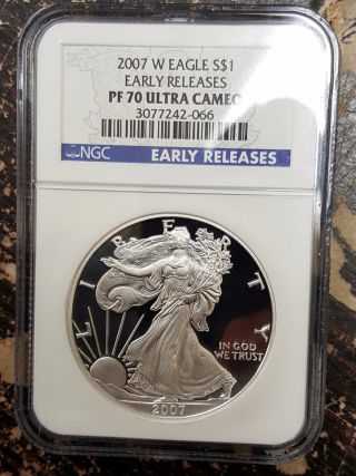 2007 - W American Silver Eagle Proof Early Releases Ngc Pf 70 Ultra Cameo - Perfect photo