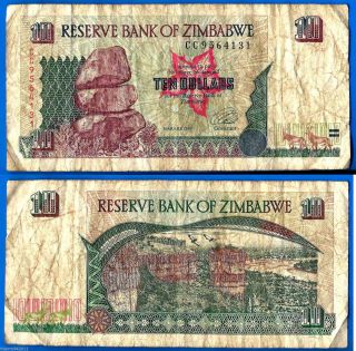 Zimbabwe 10 Dollars 1997 Africa Banknote Rock photo