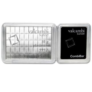 50x 1 Gram Platinum Valcambi Combibar™ - In Assay - Sku 75736 photo