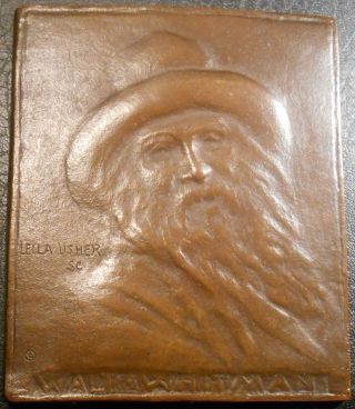 Xrare Bronze Plaque Of Walt Whitman By Leila Usher photo