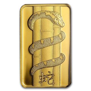 5 Gram Pure 9999 Gold Year Of The Snake Pamp Suisse Bar $9.  99 photo