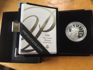 1999 - W 1oz Proof Platinum $100 American Eagle (w/box &) photo