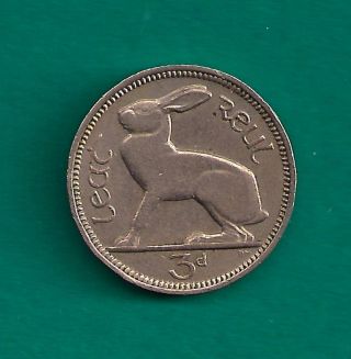 Ireland Republic 3 Pence 1964 Hare Rabbit Reverse 18mm Irish Coin photo