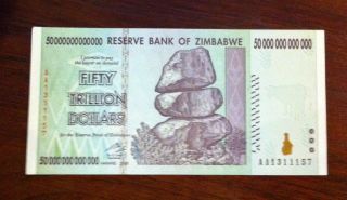 Zimbabwe 50 Trillion Note,  Uncirculated, photo