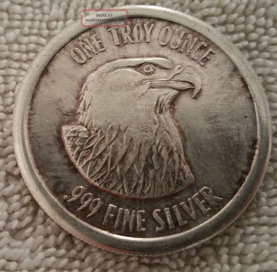 Vintage One Troy Ounce. 999 Fine Silver Assay No 183 Eagle