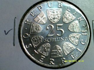 Austria 25 Schilling Silver Proof Coin.  800 1964 Km2895.  1 photo