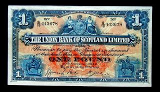 1942 Scotland British Great Britain Banknote 1 Pound Xf photo