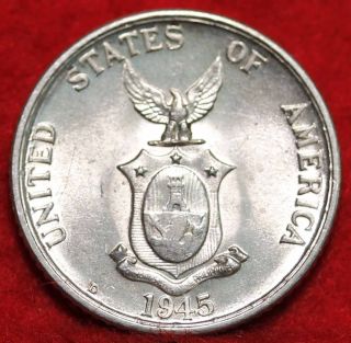 Uncirculated 1945d Phillipines Silver 20 Centavos Foreign Coin S/h photo