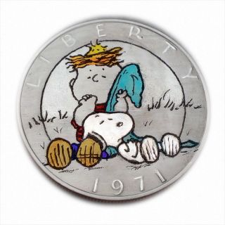 Linus & Snoopy ' S Nap S504 Ike Hobo Nickel Engraved & Colored By Luis A Ortiz photo