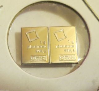 (2) Two Gram Bar Of Platinum Valcambi Suisse 999.  5 Fine Two Gram Bar Cool photo