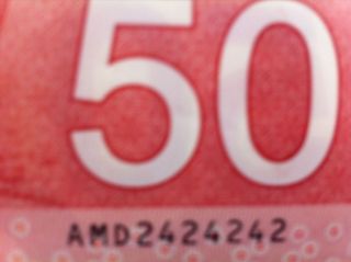 2012 $50.  Canadian Banknote Radar/repeater Ser Amd 2424242 photo