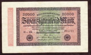 1922 20000 Mark Vf Vintage Banknote Rare Paper Money Currency Old Cash Old Bill photo
