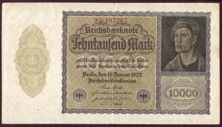 1922 10000 Mark Vf Germany Large Vintage Paper Money Banknote Currency Rare photo