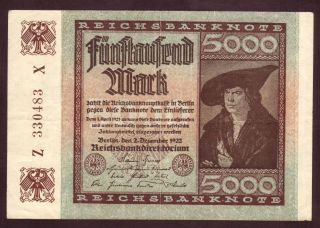 1922 5000 Mark Vf Germany Vintage Paper Money Banknote Currency Foreign World photo