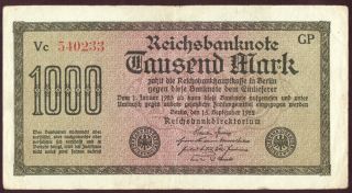 1922 1000 Mark Vf Germany Vintage Paper Money Banknote Currency Foreign World photo