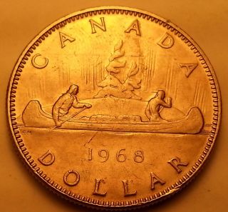 Error Coin 1968 Dhl 1 And Doubling Of Date Canada Dollar (nickel) D21 photo