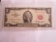 1953 - A $2 United States Red Seal Note,  Circulated Small Size Notes photo 4