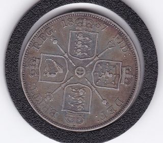 1887 Queen Victoria Large Double Florin (4/ -) Silver (92.  5) Coin photo