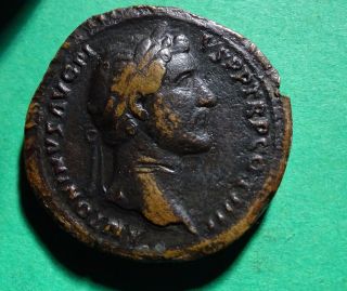 Tater Roman Imperial Ae Sestertius Coin Of Antoninus Pius Liberalitas photo