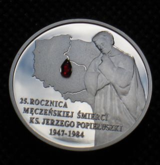 Silver 10 Zl 2009 Coin Of Poland - Mortyrdom Death Of Priest Jerzy Popieluszko Ag photo