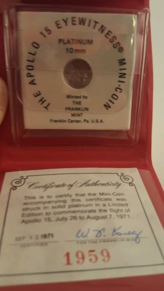 Franklin Apollo 15 Platinum Coin Eyewitness Mini Coin photo