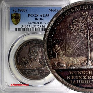 Germany.  Berlin.  Silver Medal,  Nd (c.  1800).  Pcgs Au55 36 Mm.  Old Toning Sommer - B77.  2 photo