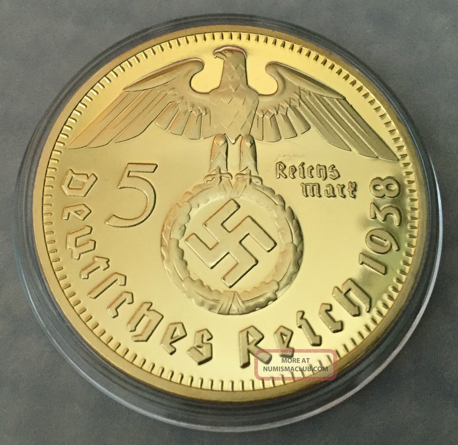 1 Oz 1938 German Paul Von 5 Reich Finished In 24k Gold Clad Collector Coin Exonumia photo