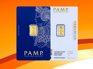 Pamp Suisse Fortuna 1 Gram.  9999 Fine Gold Bar In Assay photo
