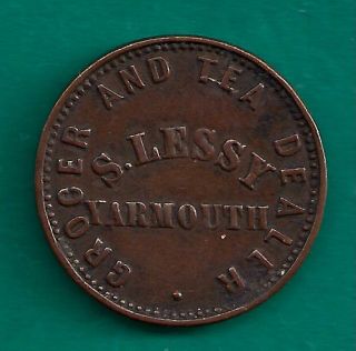 Ca.  1800s S.  Lessy Grocer & Tea Dealer Yarmouth Farthing Size British Token photo