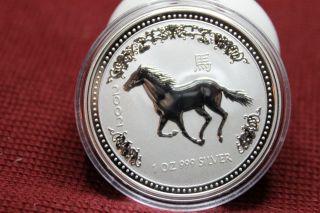 2002 Australian Year Of The Horse 1 Oz.  Silver Coin photo