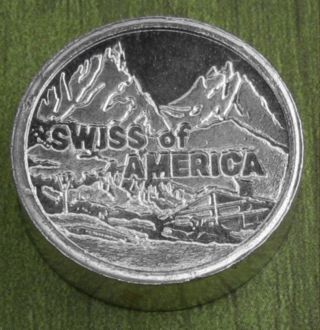 Swiss Of America 1 Oz Silver Round.  999 Fine Chubby 1970 ' S Art Round photo