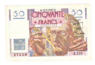 1952 France 50 Francs Banknote photo