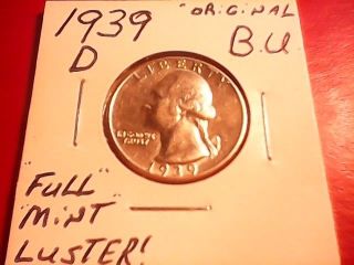 90 Silver 1939 - D Wasington Quarter Full Luster photo