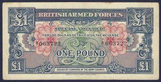 Uk,  Great Britain,  British Armed Forces 1st Issue 1 Pound Nd (1946) P.  M15 photo