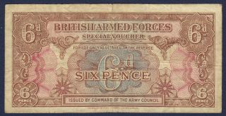Uk,  Great Britain,  British Armed Forces 1st Issue 6 Pence Nd (1946) P.  M10 photo