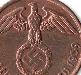 Rare Old Wwii Antique Vintage 1939 Nazi War Eagle Copper Swastika Coin photo