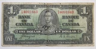 Canada 1937 $1 Bank Note - Coyne/towers photo