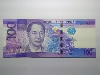 Philippines 100 Pesos Ngc 2015 Solid 8 (lj888888) Unc photo