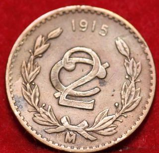 1915 Mexico 2 Centavos Foreign Coin S/h photo
