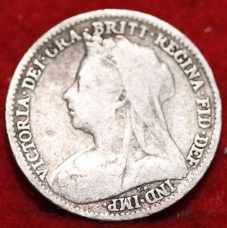 1896 Great Britain 3 Pence Silver Foreign Coin S/h photo