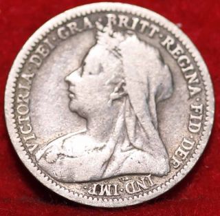 1900 Great Britain 3 Pence Silver Foreign Coin S/h photo