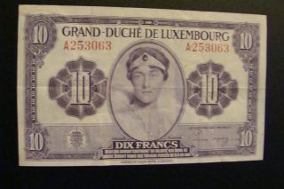 Luxembourg 10 Francs 1944 Crisp photo